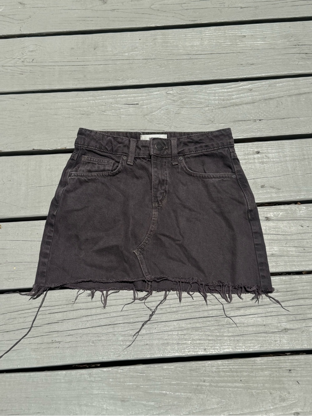 Cotton On Black Frayed Hem Denim Mini Skirt